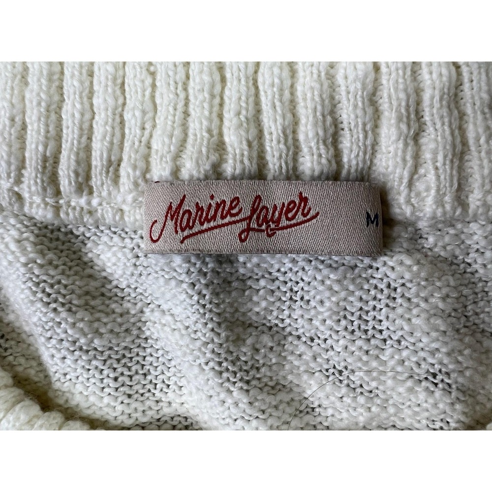 Marine Layer Sweater Womens Medium White Seabreeze Cotton Crewneck Pullover - Picture 3 of 8